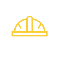 Modern construction helmet symbol representing safety and building expertise.