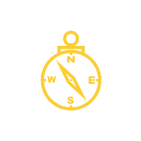 Modern yellow compass icon symbolizing navigation and direction.