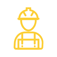 Reliable construction worker wearing a safety helmet and vest on a building site.
