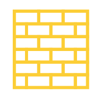 A wall of yellow bricks showing a classic masonry pattern.